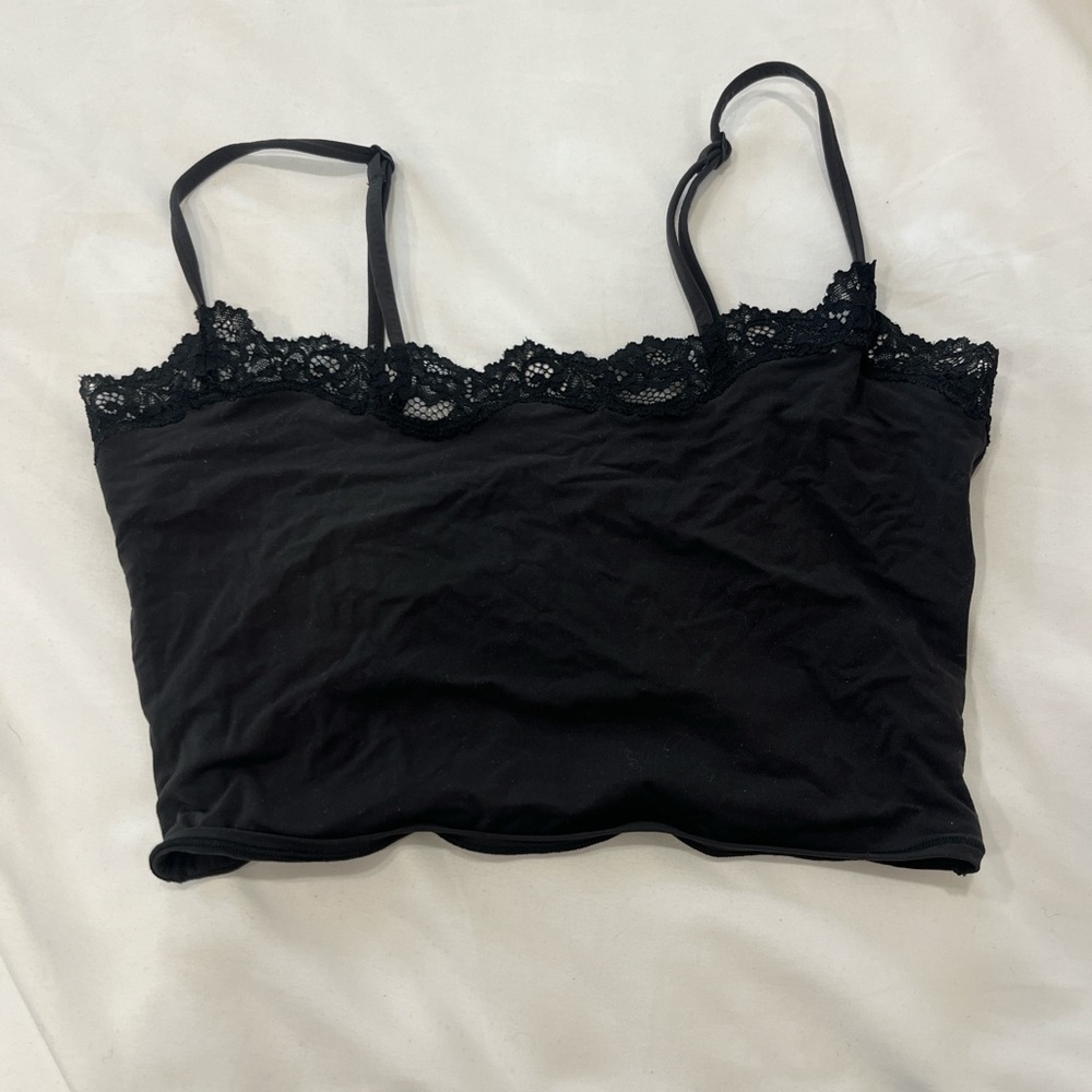 Black Lace Trim Crop Top Skims
